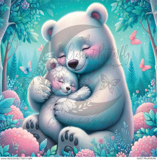 Sweet Polar Bears Printed Vinyl Sheet/Wrap