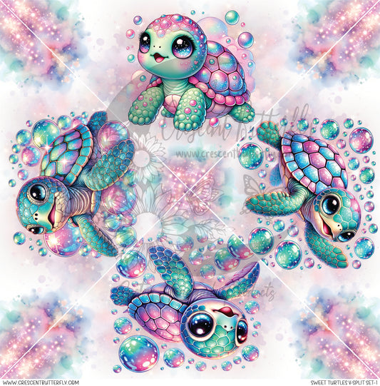 Sweet Turtles V-Split Set-1 Printed Vinyl Sheet/Wrap