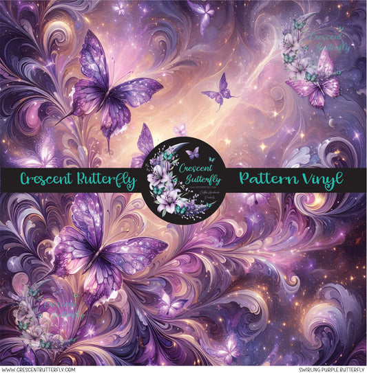 Swirling Purple Butterfly Printed Vinyl Sheet/Wrap
