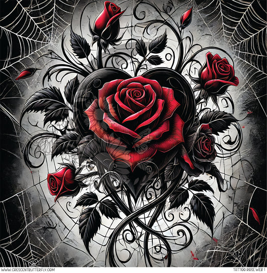 Tattoo Rose Web 1 Printed Vinyl Sheet/Wrap