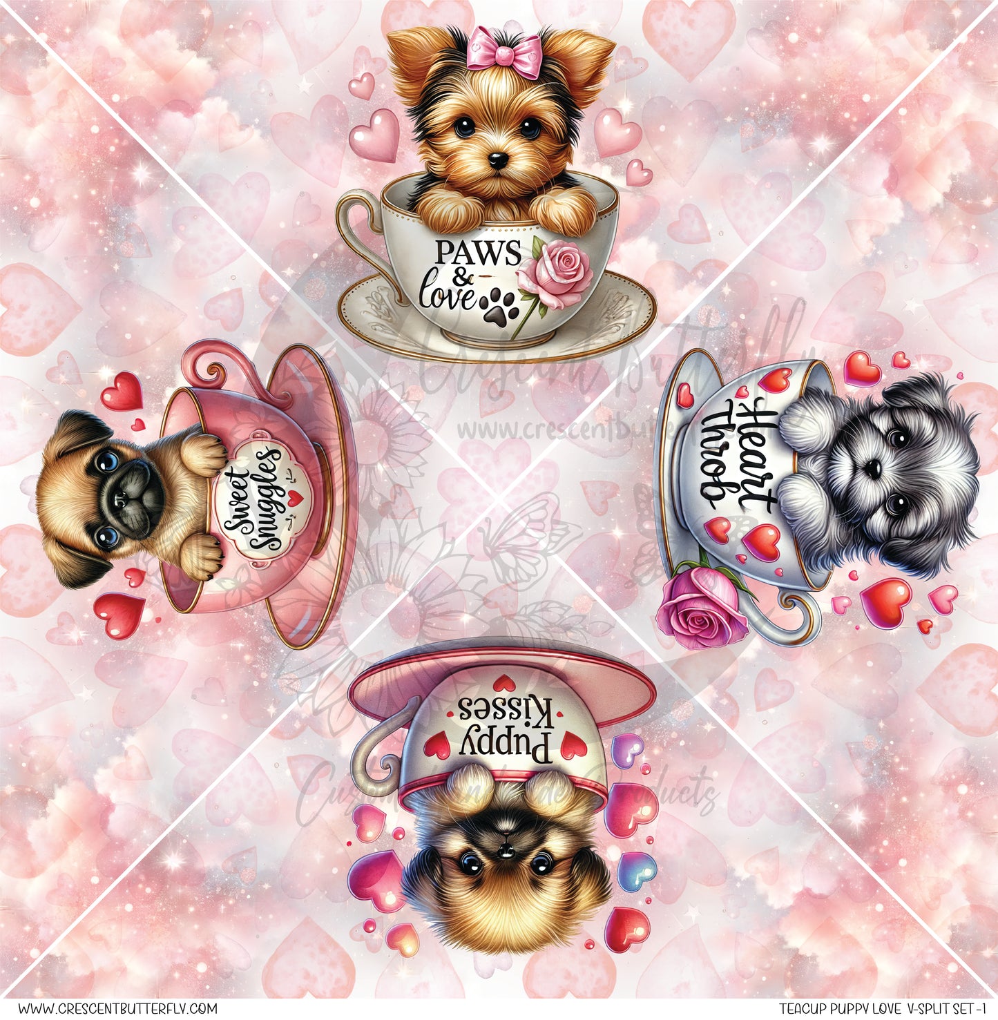 Teacup Puppy Love V-Split Set-1 Printed Vinyl Sheet/Wrap