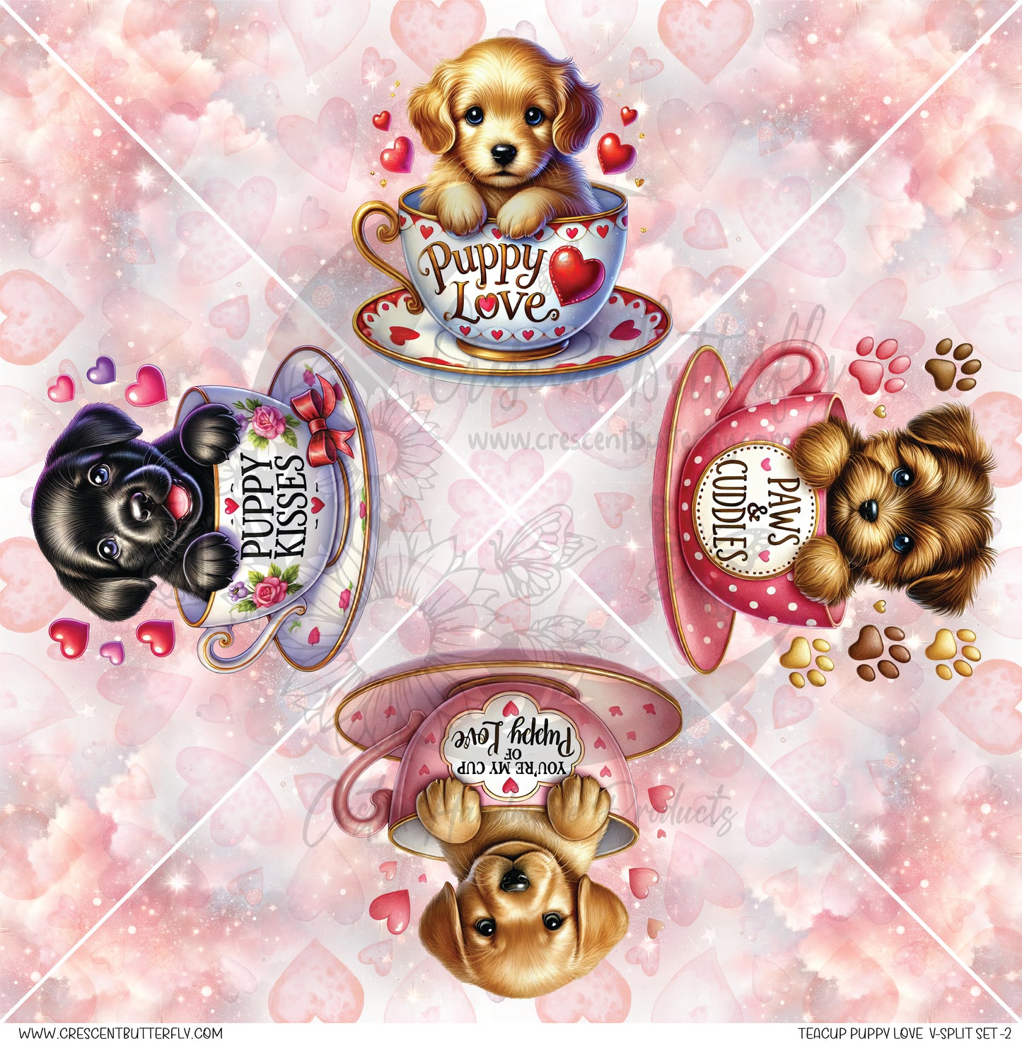 Teacup Puppy Love V-Split Set-2 Printed Vinyl Sheet/Wrap