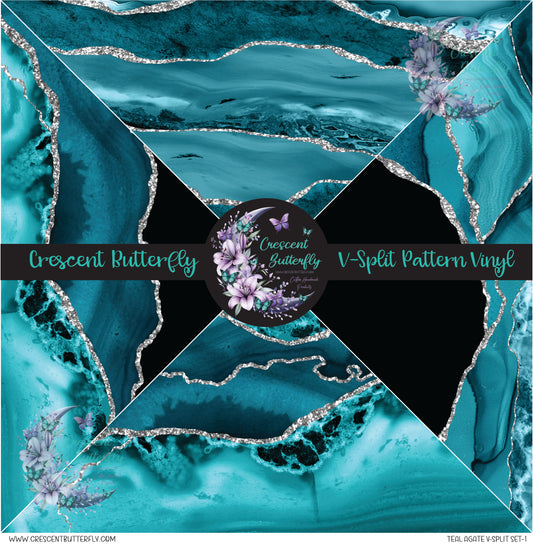 Teal Agate V-Split Set-1 Printed Vinyl Sheet/Wrap