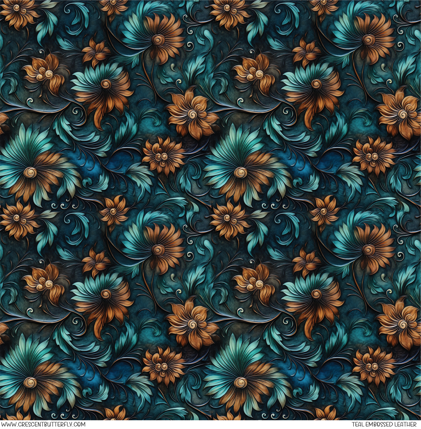 Teal Embossed Leather Pattern Vinyl Sheet/Wrap