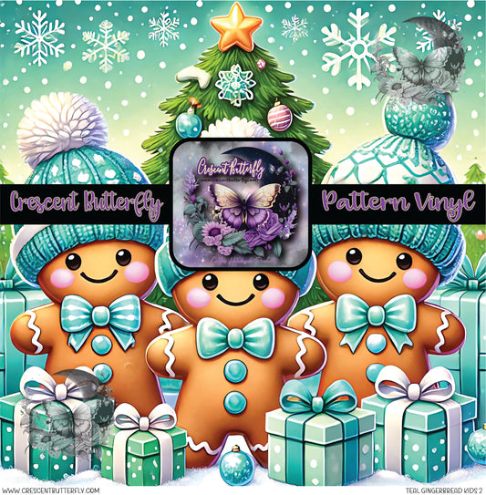 Teal Gingerbread Kids 2 Printed Vinyl Sheet/Wrap