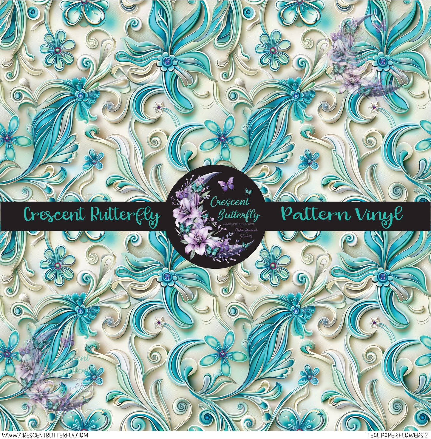 Teal Paper Flowers 2 Printed Vinyl Sheet/Wrap