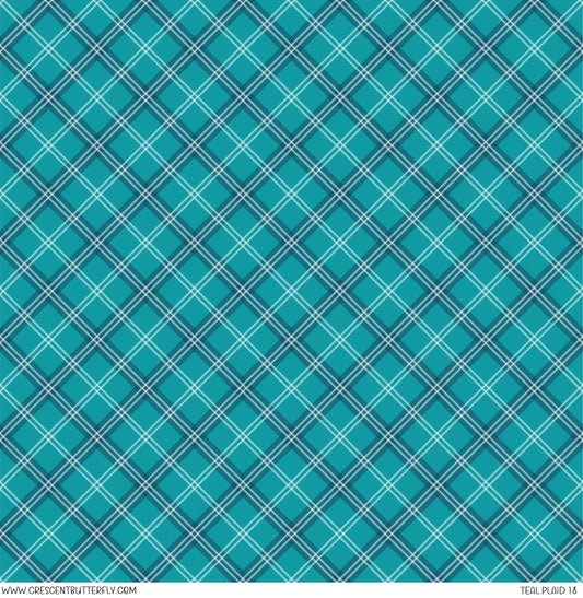 Teal Plaid 18 Printed Vinyl Sheet/Wrap