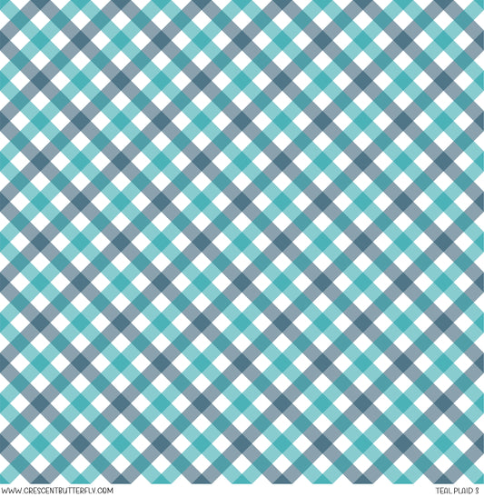 Teal Plaid 3 Printed Vinyl Sheet/Wrap