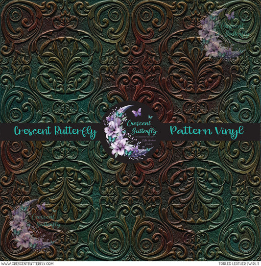 Tooled Leather Swirl 3 Printed Vinyl Sheet/Wrap