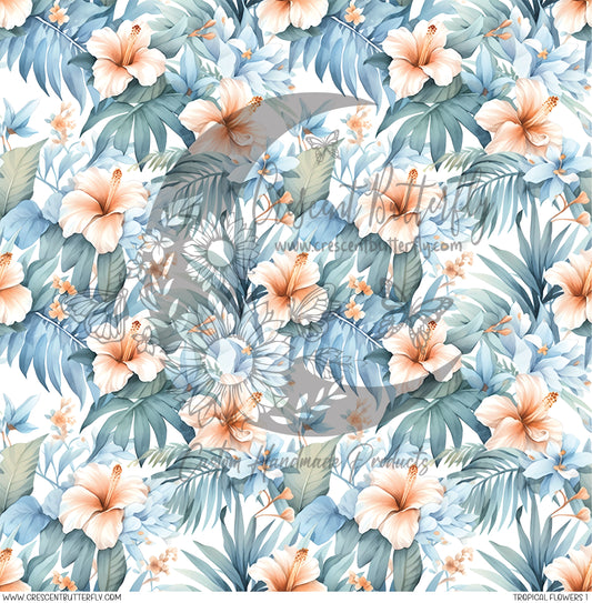Tropical Flowers 1 Printed Vinyl Sheet/Wrap
