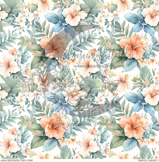 Tropical Flowers 2 Printed Vinyl Sheet/Wrap