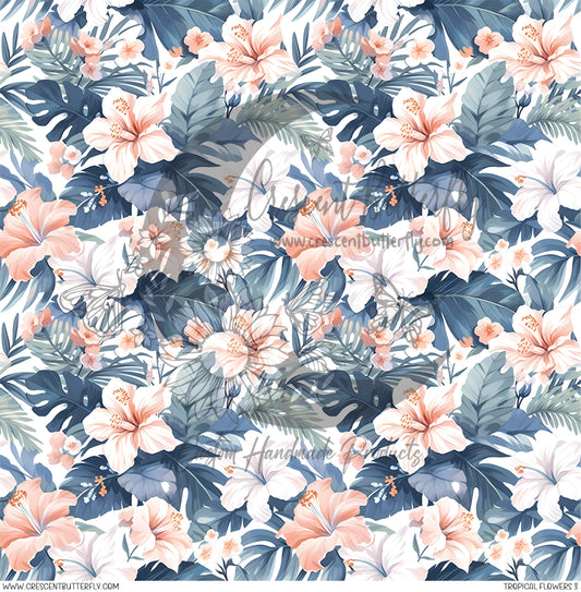 Tropical Flowers 3 Printed Vinyl Sheet/Wrap