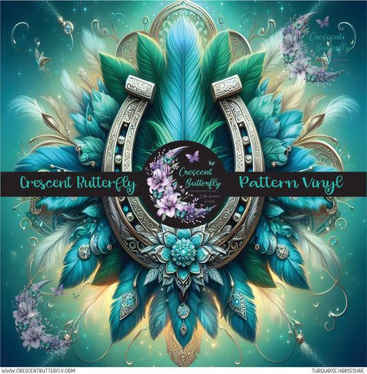 Turquoise Horseshoe Printed Vinyl Sheet/Wrap