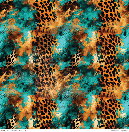 Turquoise Leopard 3 Printed Vinyl Sheet/Wrap