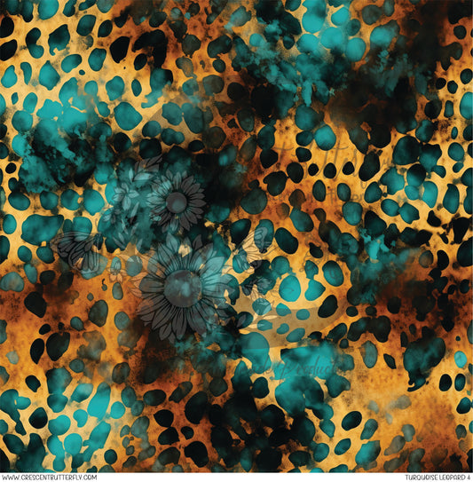 Turquoise Leopard 4 Printed Vinyl Sheet/Wrap