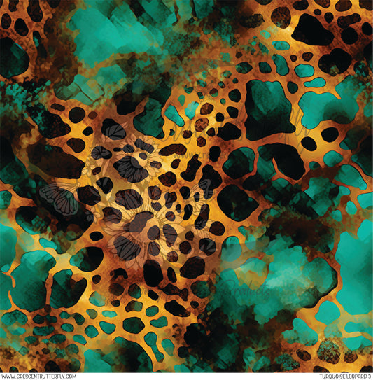 Turquoise Leopard 5 Printed Vinyl Sheet/Wrap
