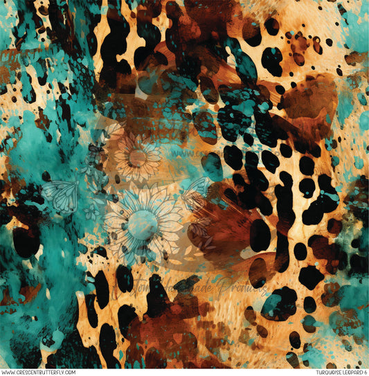 Turquoise Leopard 6 Printed Vinyl Sheet/Wrap