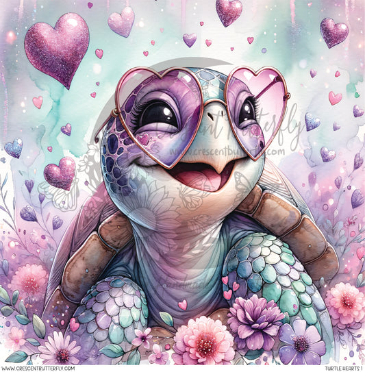 Turtle Hearts Printed Vinyl Sheet/Wrap