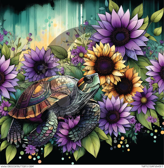Turtle Sunflower 3 Printed Vinyl Sheet/Wrap