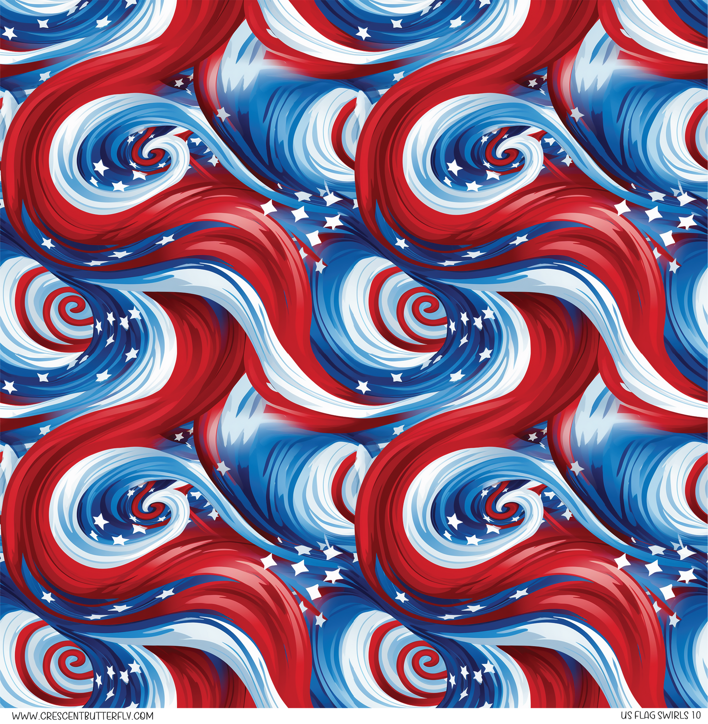 US Flag Swirls 10 Pattern Vinyl Sheet/Wrap