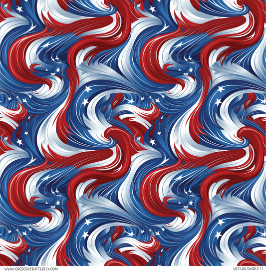 US Flag Swirls 11 Pattern Vinyl Sheet/Wrap