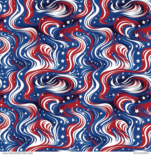 US Flag Swirls 2 Pattern Vinyl Sheet/Wrap