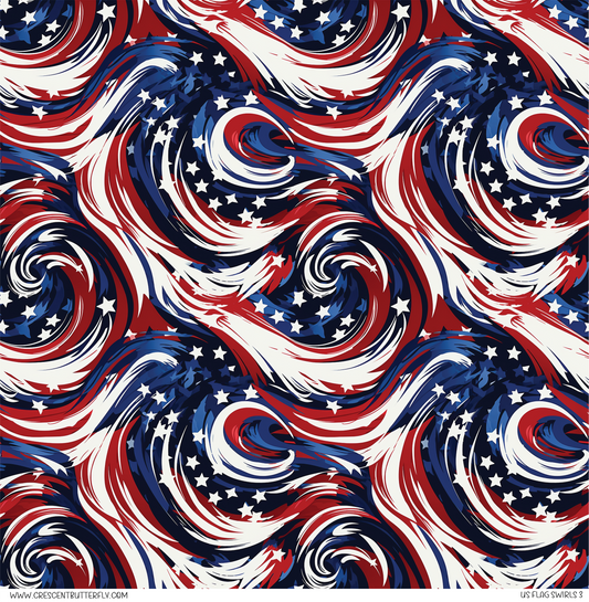 US Flag Swirls 3 Pattern Vinyl Sheet/Wrap