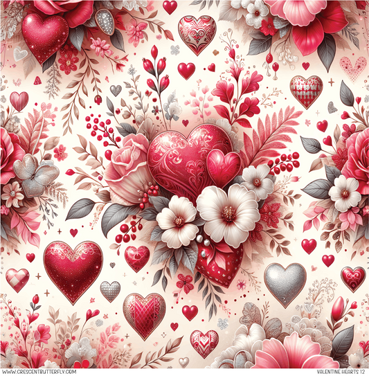 Valentine Hearts 12 Pattern Vinyl Sheet/Wrap