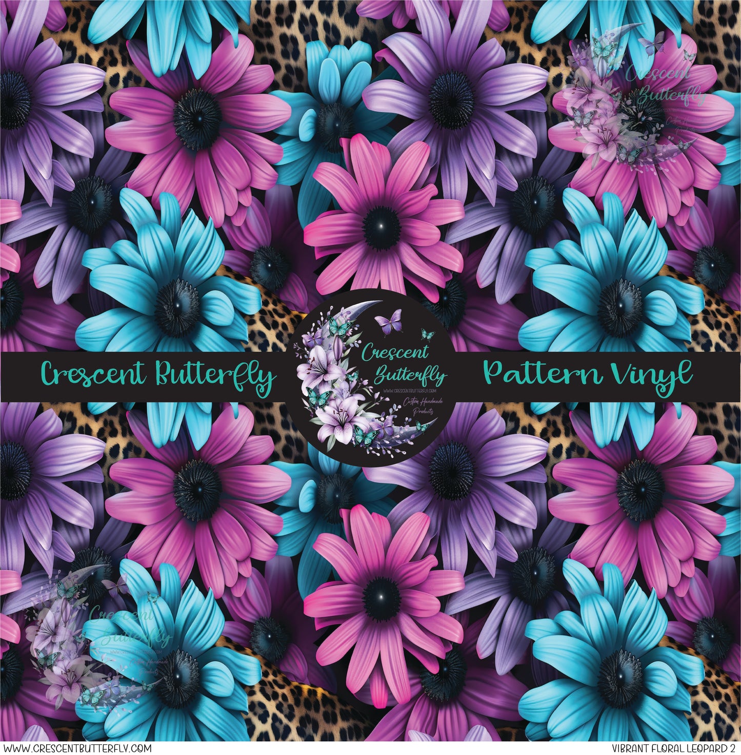 Vibrant Floral Leopard 2 Printed Vinyl Sheet/Wrap