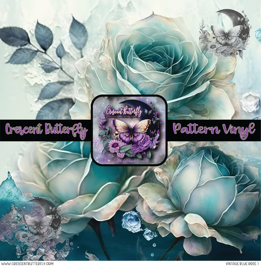 Vintage Blue Rose 1 Printed Vinyl Sheet/Wrap