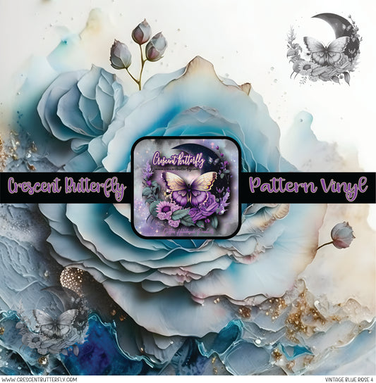 Vintage Blue Rose 4 Printed Vinyl Sheet/Wrap