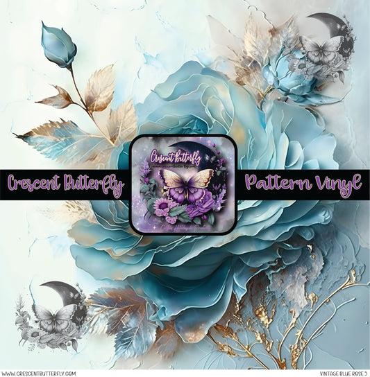 Vintage Blue Rose 5 Printed Vinyl Sheet/Wrap
