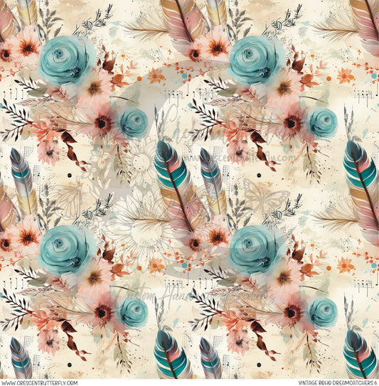 Vintage Boho Dreamcatchers 6 Printed Vinyl Sheet/Wrap