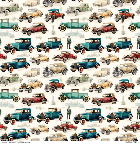 Vintage Cars 1 Pattern Vinyl Sheet/Wrap