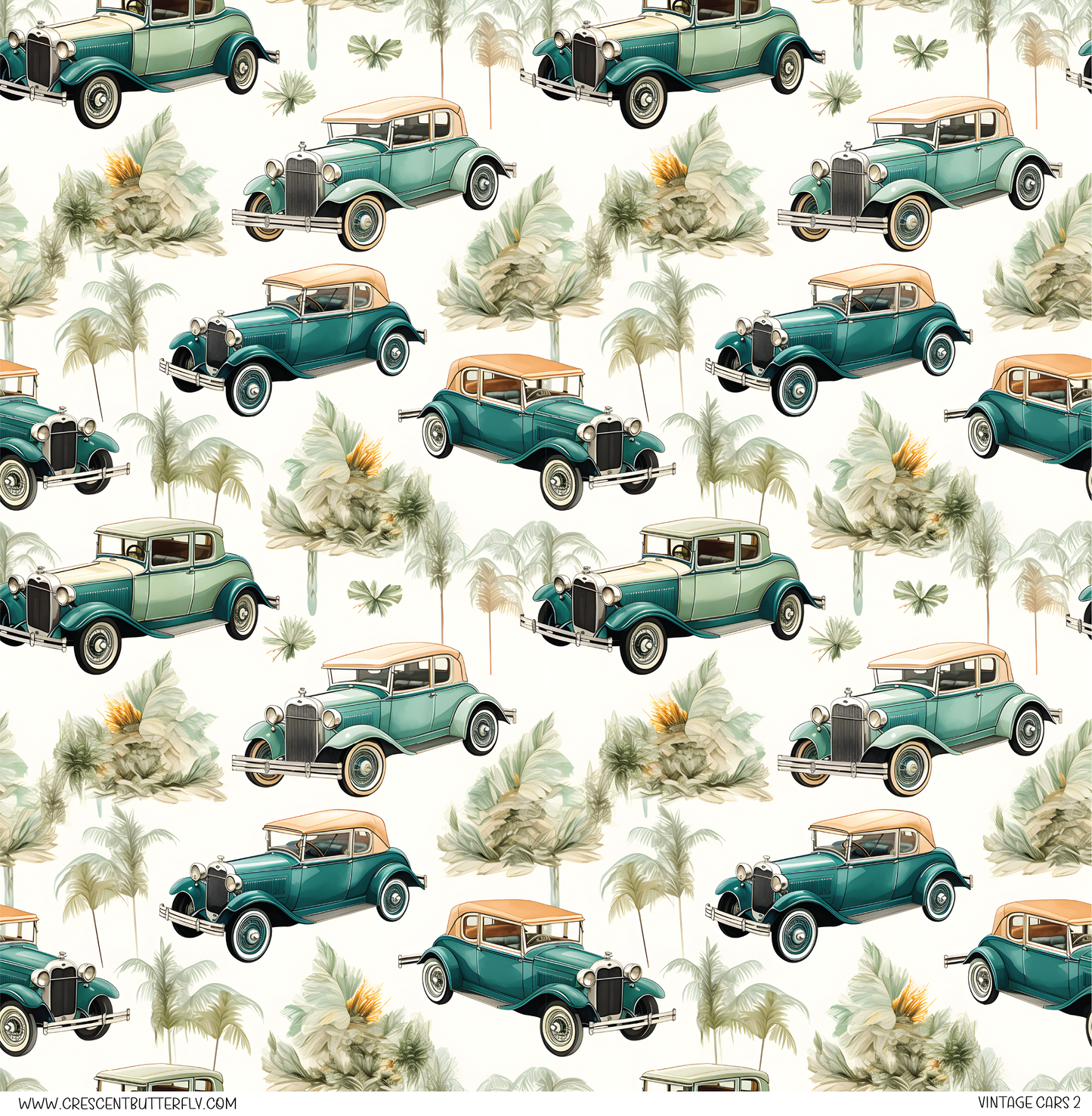 Vintage Cars 2 Pattern Vinyl Sheet/Wrap