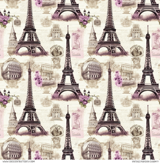 Vintage Parisian Charm 9 Printed Vinyl Sheet/Wrap