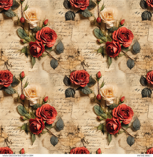 Vintage Rose 1 Printed Vinyl Sheet/Wrap