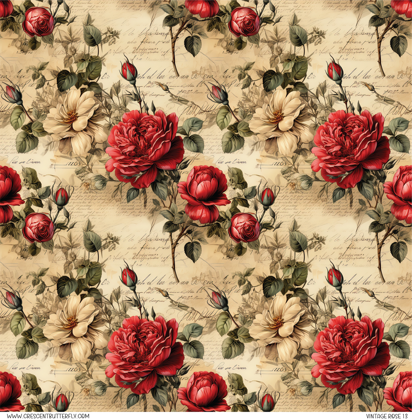 Vintage Rose 13 Printed Vinyl Sheet/Wrap