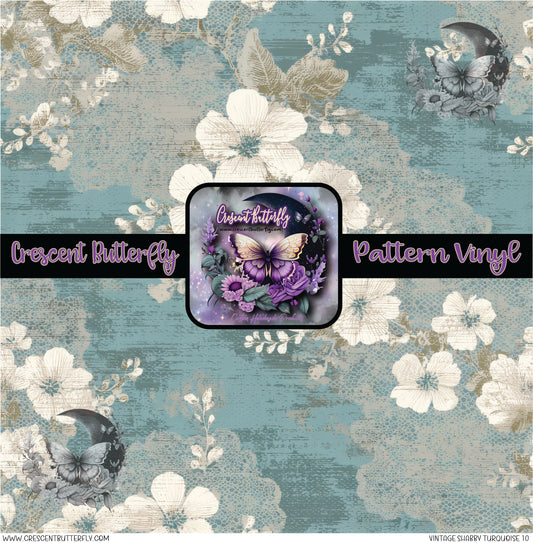 Vintage Shabby Turquoise 10 Printed Vinyl Sheet/Wrap