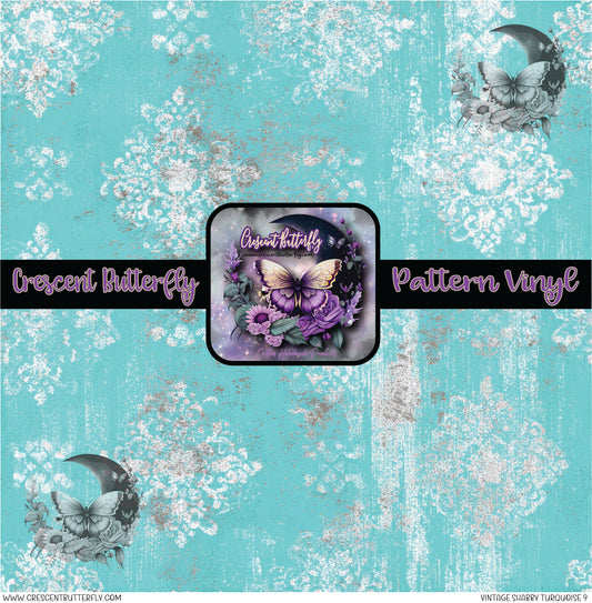 Vintage Shabby Turquoise 9 Printed Vinyl Sheet/Wrap