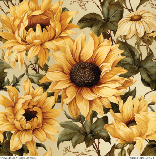 Vintage Sunflower 1 Vinyl Sheet/Wrap