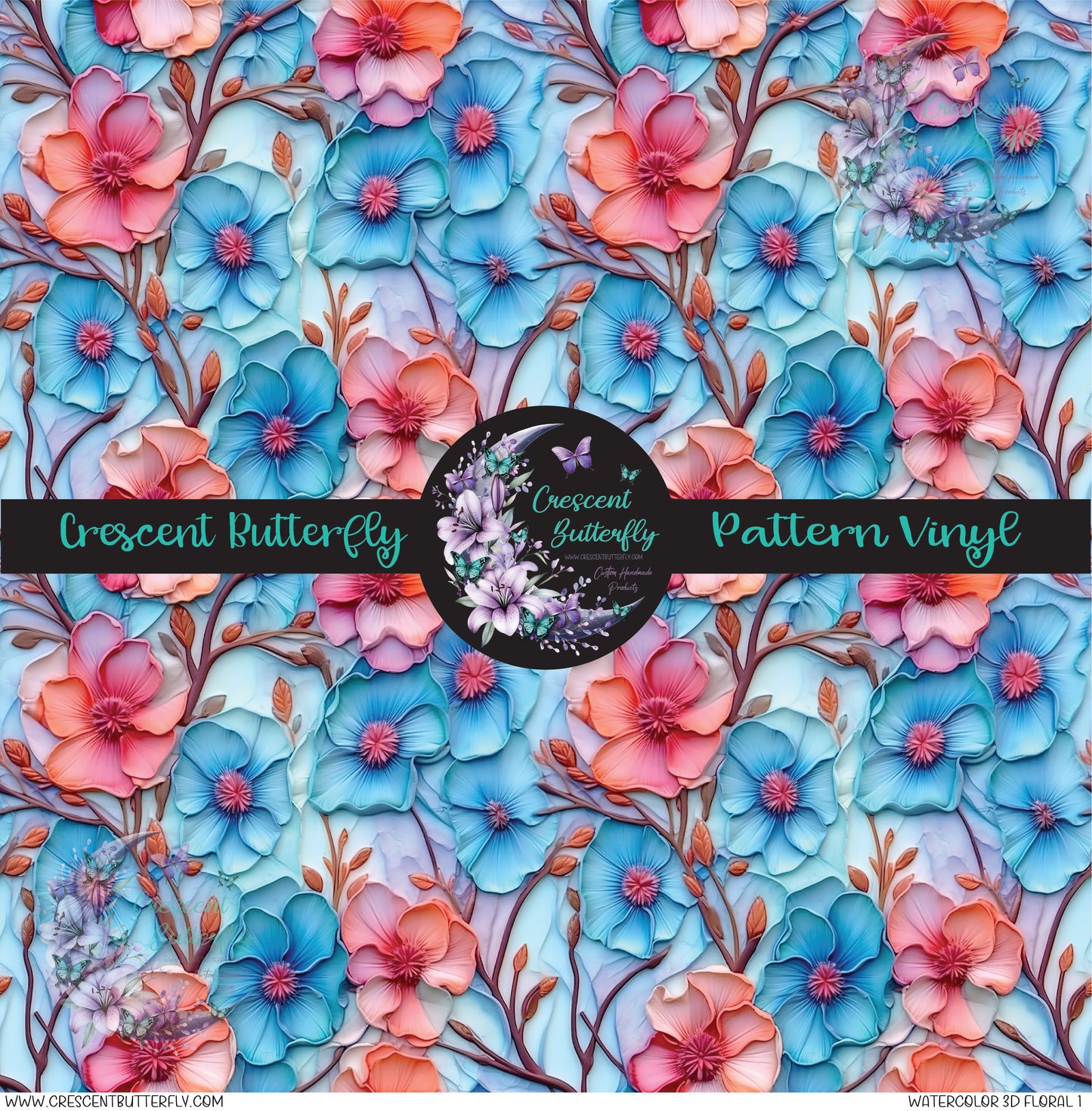 Watercolor 3D Floral 1 Printed Vinyl Sheet/Wrap