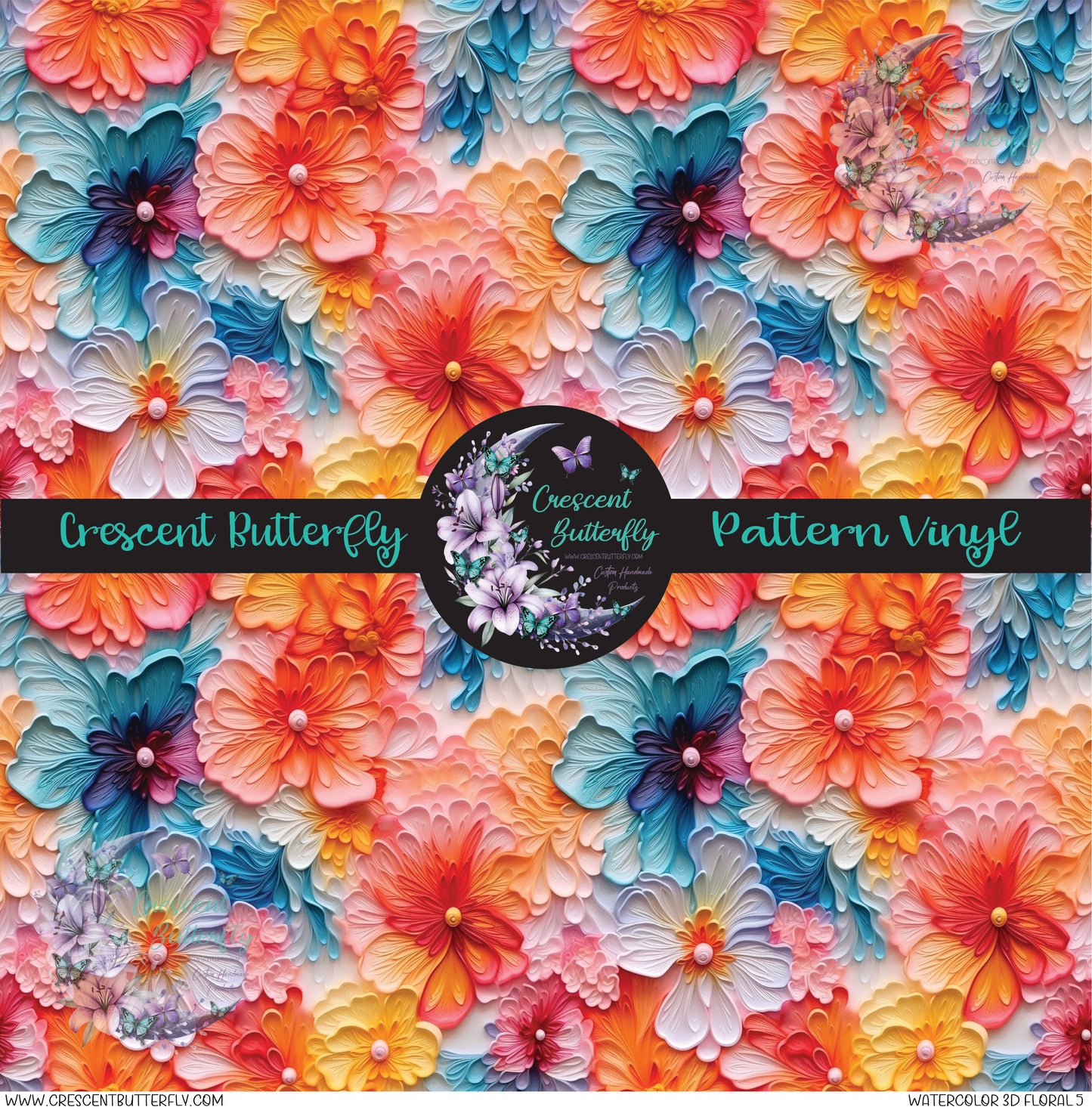 Watercolor 3D Floral 5 Printed Vinyl Sheet/Wrap