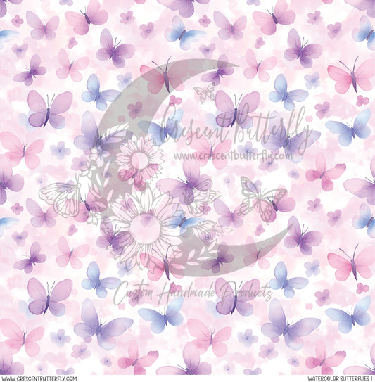 Watercolor Butterflies 1 Printed Vinyl Sheet/Wrap