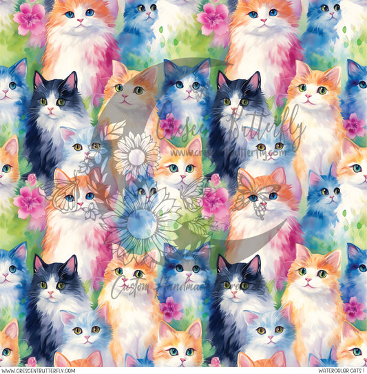 Watercolor Cats 1 Printed Vinyl Sheet/Wrap