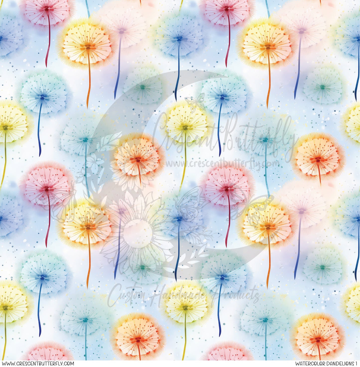 Watercolor Dandelions 1 Printed Vinyl Sheet/Wrap