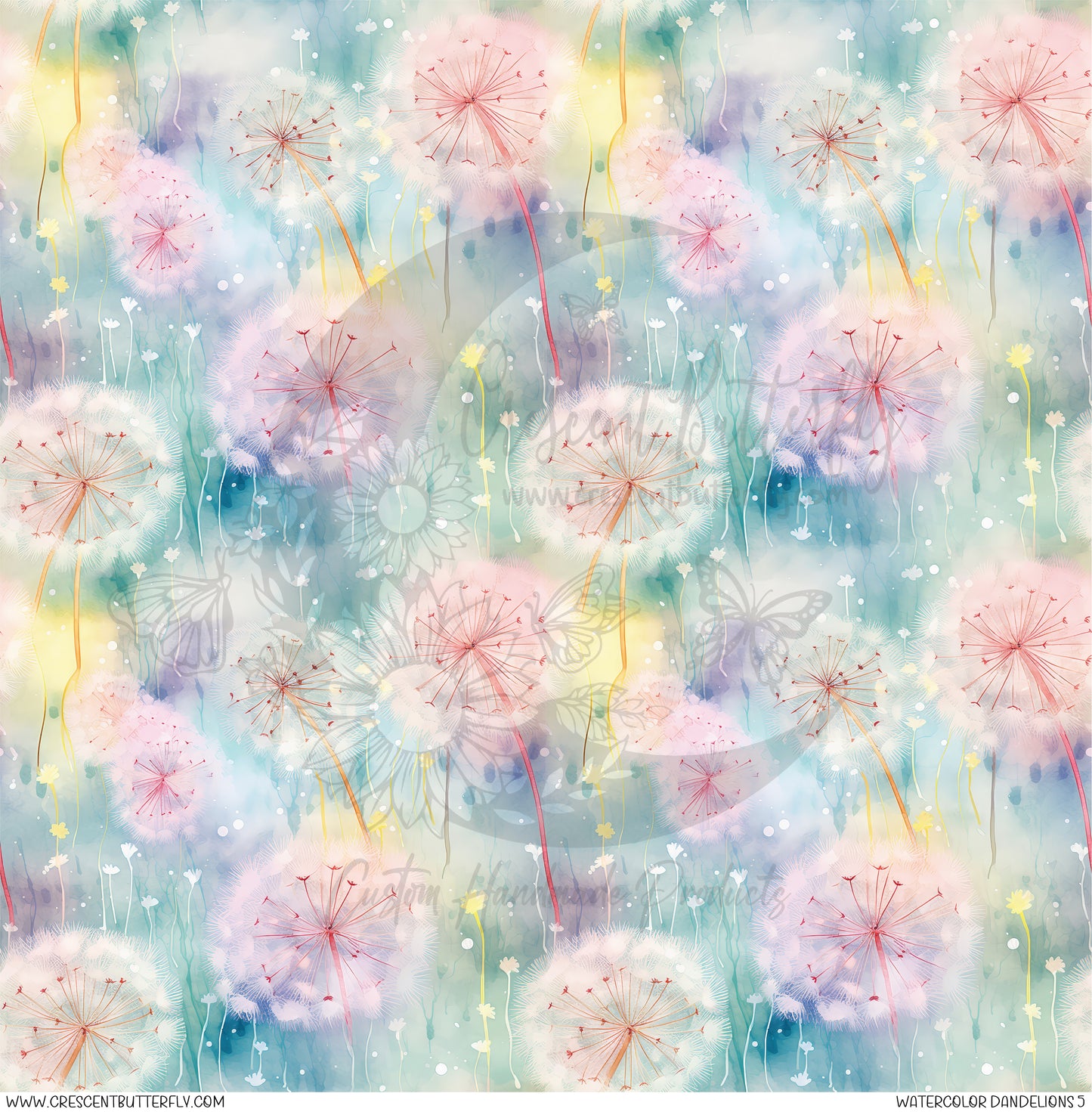 Watercolor Dandelions 5 Printed Vinyl Sheet/Wrap