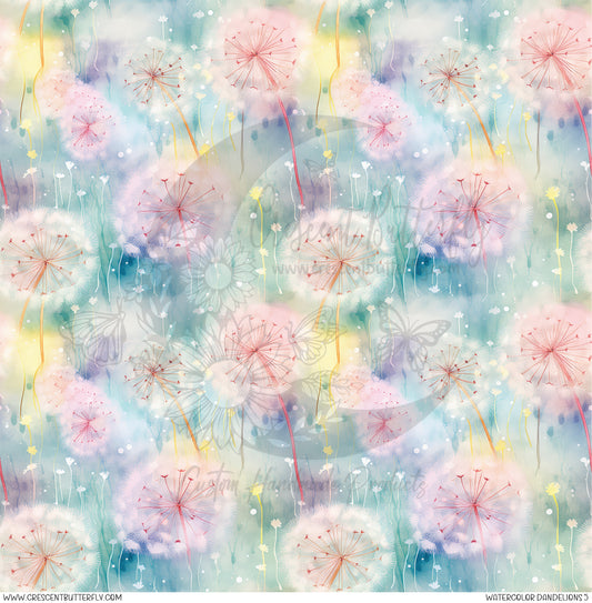 Watercolor Dandelions 5 Printed Vinyl Sheet/Wrap