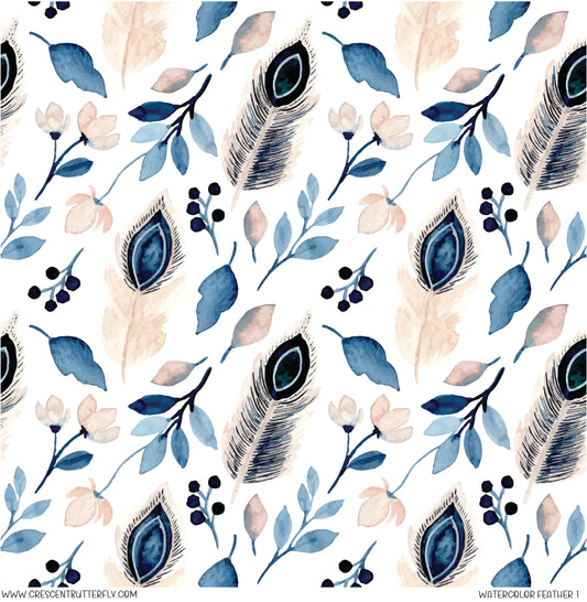 Watercolor Feather 1 Vinyl Sheet/Wrap