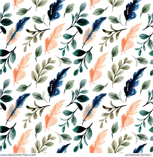 Watercolor Feather 3 Vinyl Sheet/Wrap